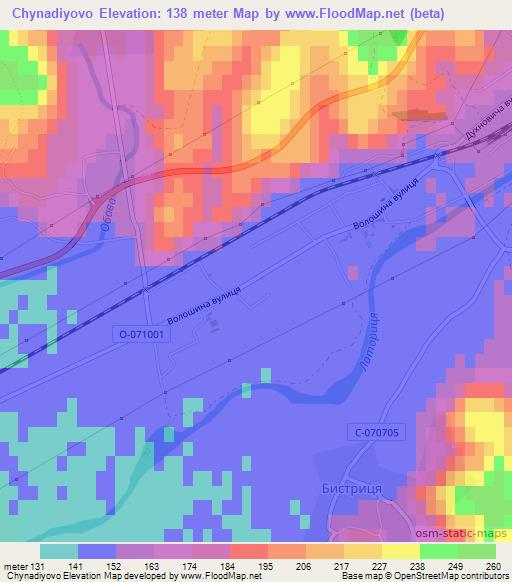 Chynadiyovo,Ukraine Elevation Map