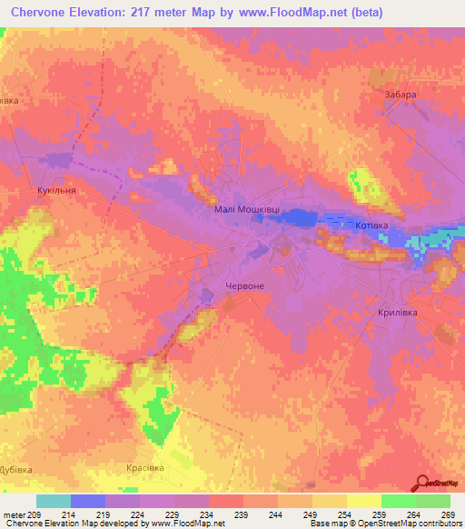 Chervone,Ukraine Elevation Map