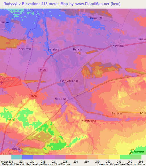 Radyvyliv,Ukraine Elevation Map