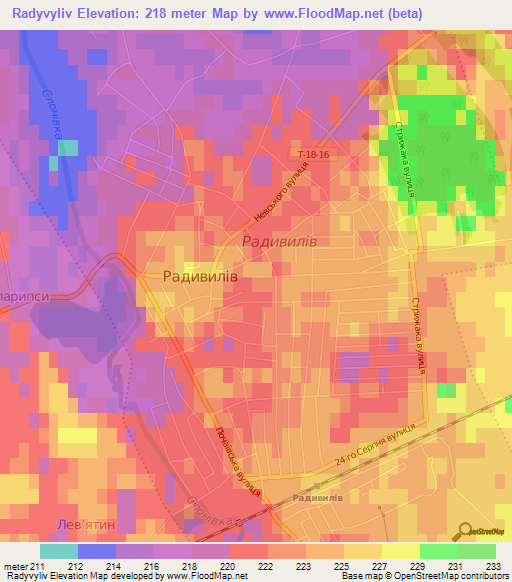 Radyvyliv,Ukraine Elevation Map