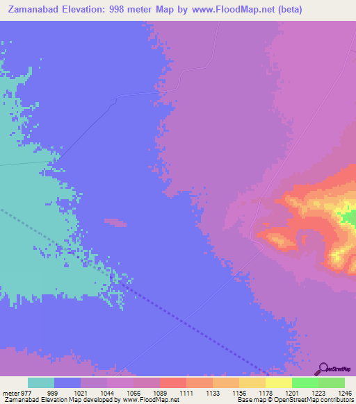 Zamanabad,Iran Elevation Map