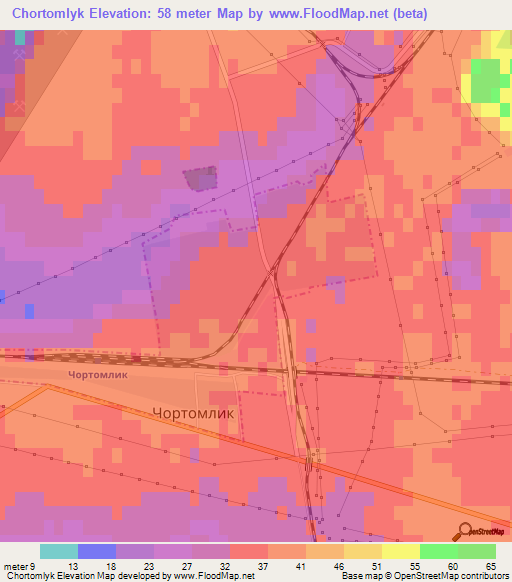Chortomlyk,Ukraine Elevation Map