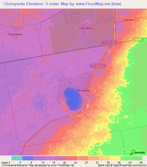 Chornyanka,Ukraine Elevation Map