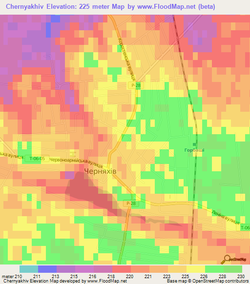 Chernyakhiv,Ukraine Elevation Map
