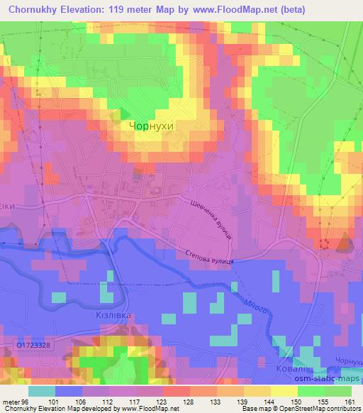 Chornukhy,Ukraine Elevation Map