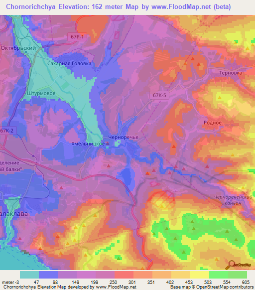 Chornorichchya,Ukraine Elevation Map