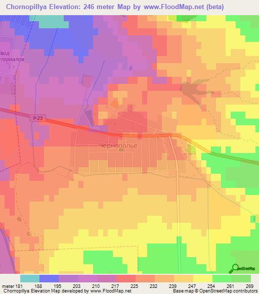 Chornopillya,Ukraine Elevation Map