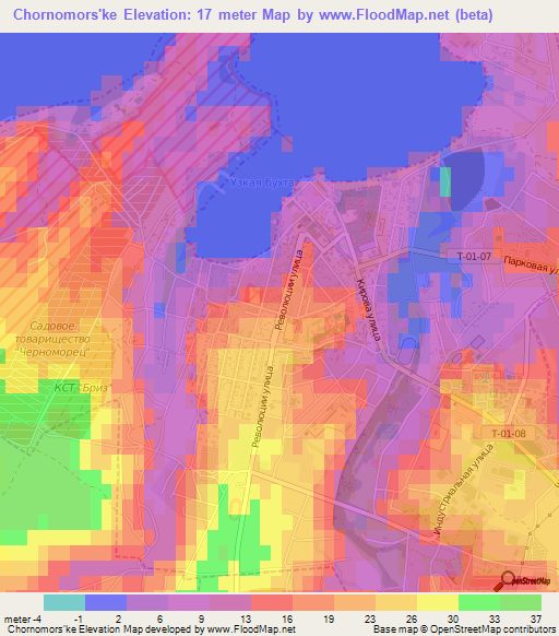 Chornomors'ke,Ukraine Elevation Map