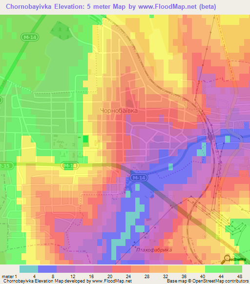 Chornobayivka,Ukraine Elevation Map