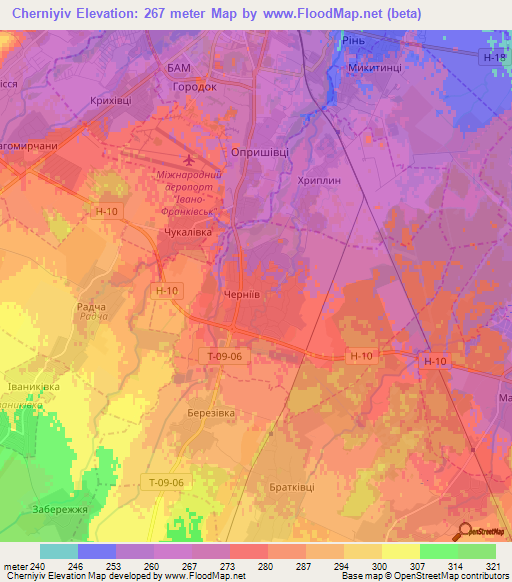 Cherniyiv,Ukraine Elevation Map