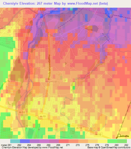 Cherniyiv,Ukraine Elevation Map