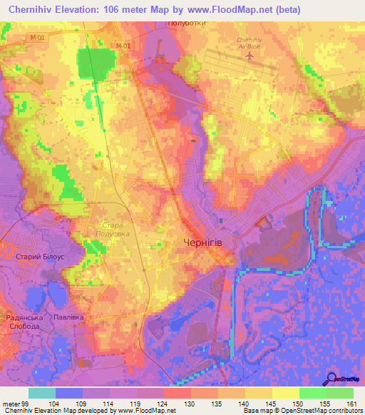 Chernihiv,Ukraine Elevation Map