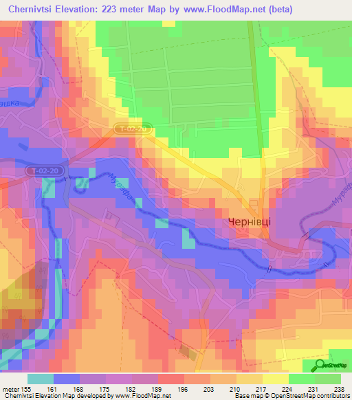 Chernivtsi,Ukraine Elevation Map
