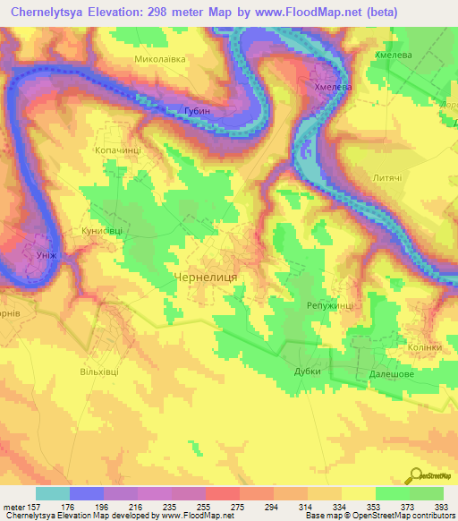 Chernelytsya,Ukraine Elevation Map