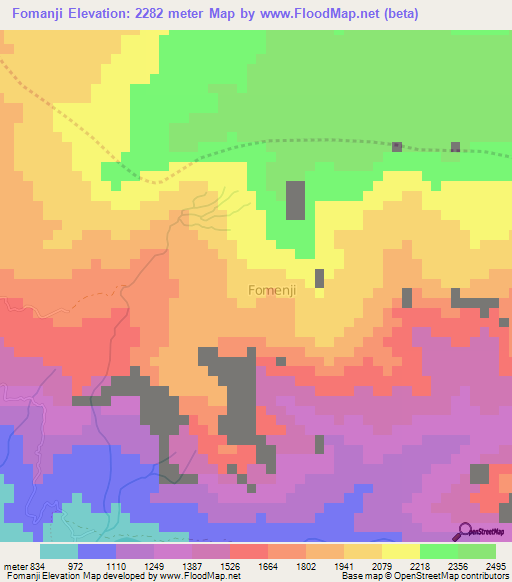 Fomanji,Cameroon Elevation Map