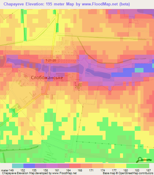 Chapayeve,Ukraine Elevation Map