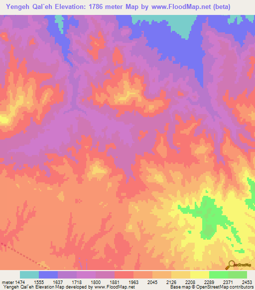Yengeh Qal`eh,Iran Elevation Map