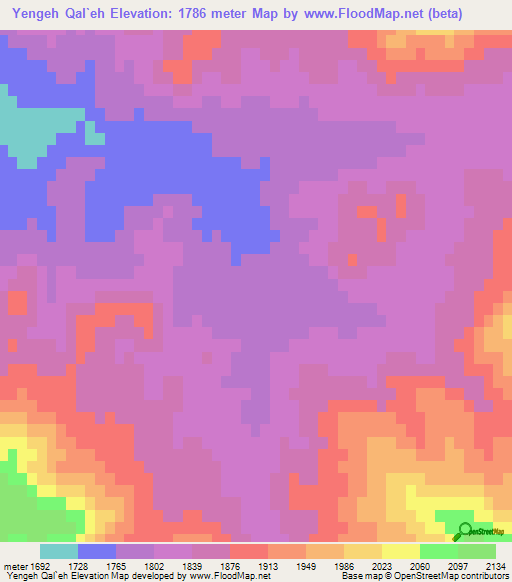 Yengeh Qal`eh,Iran Elevation Map