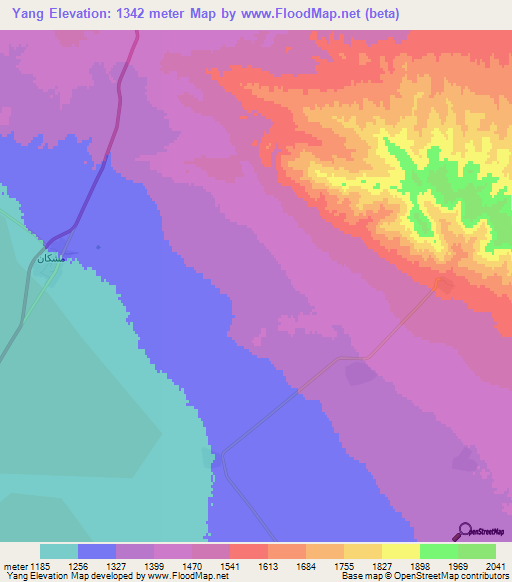 Yang,Iran Elevation Map
