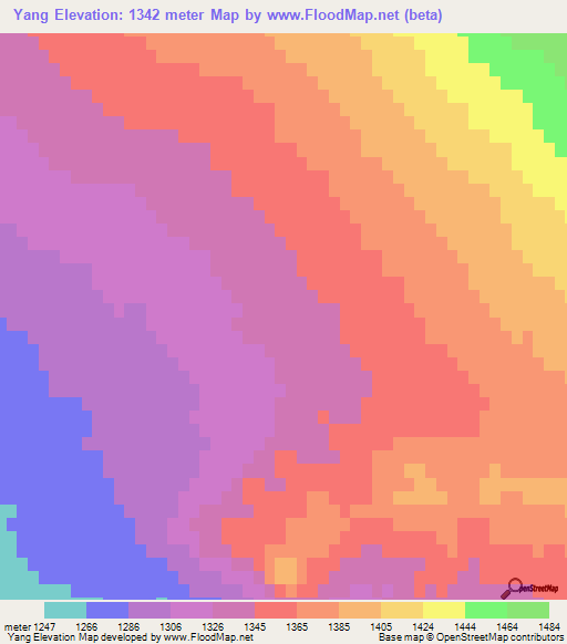 Yang,Iran Elevation Map