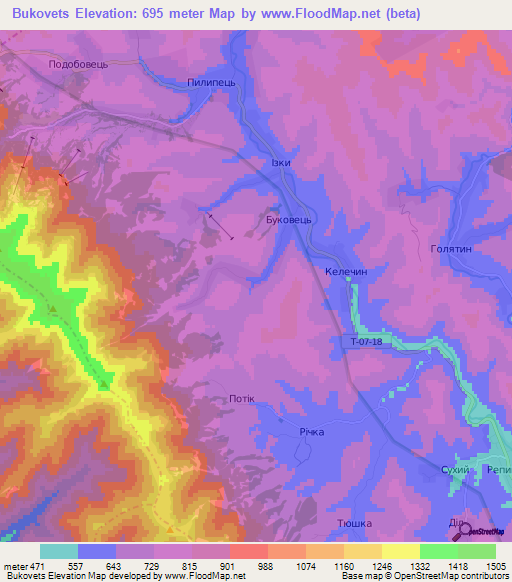 Bukovets,Ukraine Elevation Map