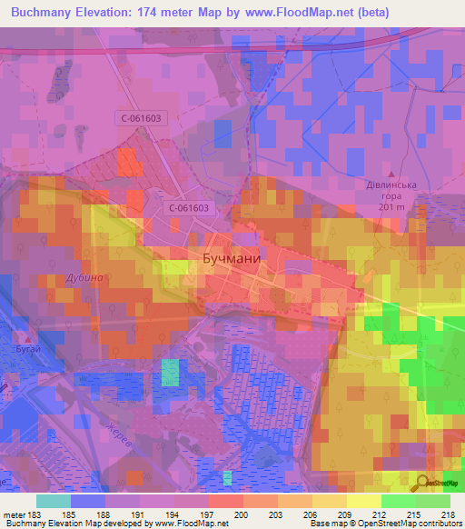 Buchmany,Ukraine Elevation Map