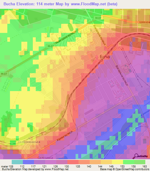 Bucha,Ukraine Elevation Map