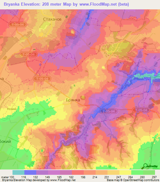 Bryanka,Ukraine Elevation Map