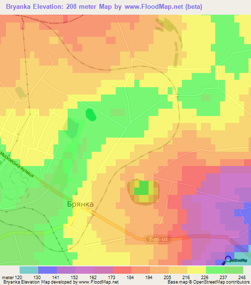 Bryanka,Ukraine Elevation Map