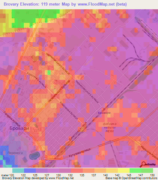 Brovary,Ukraine Elevation Map