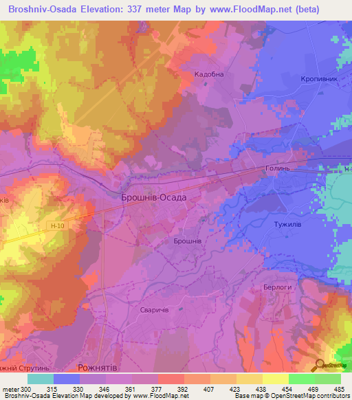 Broshniv-Osada,Ukraine Elevation Map