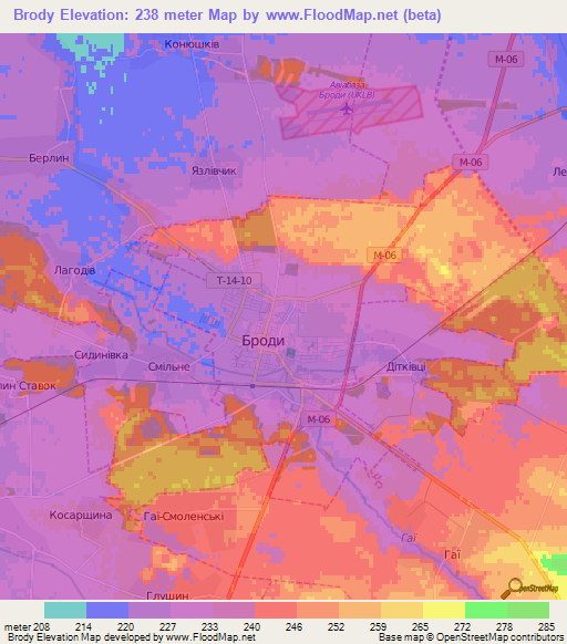 Brody,Ukraine Elevation Map