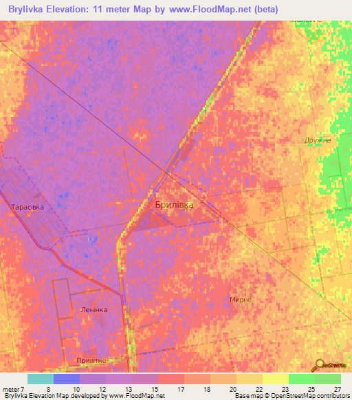 Brylivka,Ukraine Elevation Map