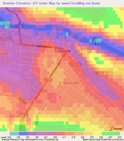 Bratslav,Ukraine Elevation Map