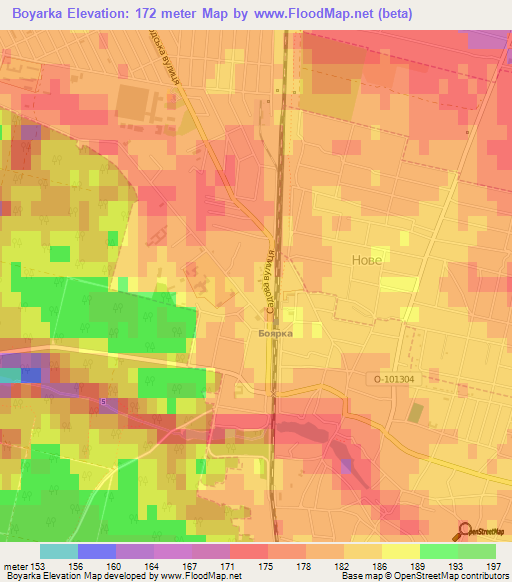 Boyarka,Ukraine Elevation Map