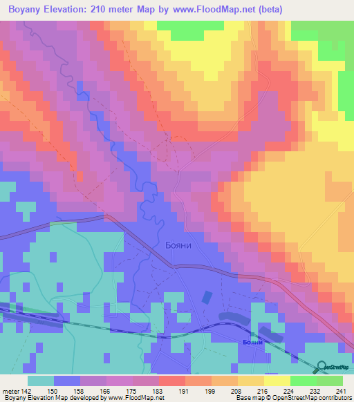 Boyany,Ukraine Elevation Map