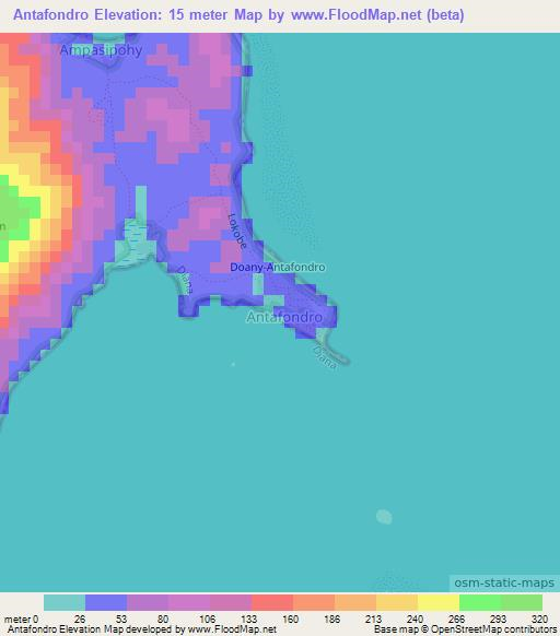 Antafondro,Madagascar Elevation Map