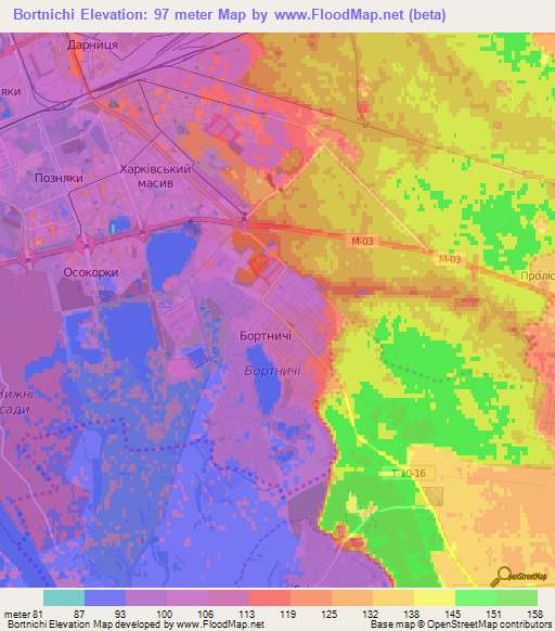 Bortnichi,Ukraine Elevation Map