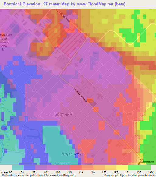 Bortnichi,Ukraine Elevation Map