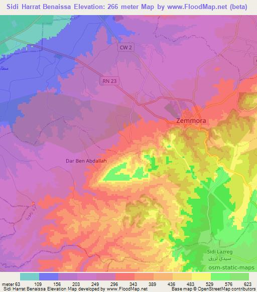 Sidi Harrat Benaissa,Algeria Elevation Map