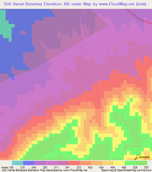 Sidi Harrat Benaissa,Algeria Elevation Map