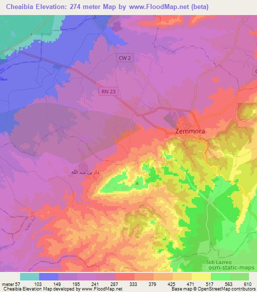 Cheaibia,Algeria Elevation Map