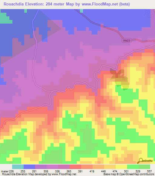 Rouachdia,Algeria Elevation Map