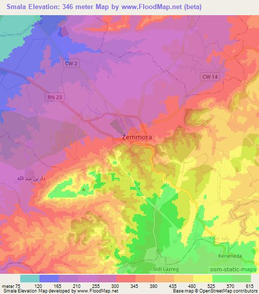 Smala,Algeria Elevation Map