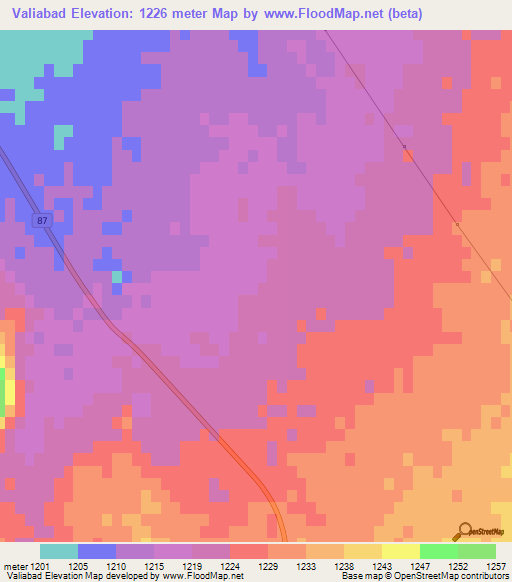 Valiabad,Iran Elevation Map