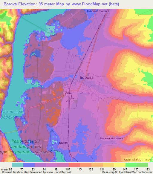 Borova,Ukraine Elevation Map