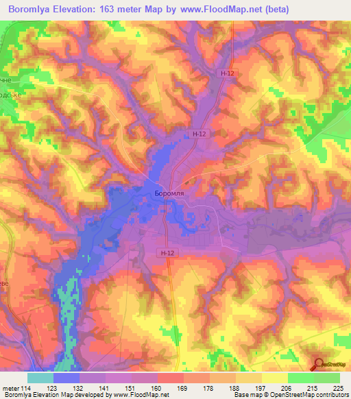 Boromlya,Ukraine Elevation Map