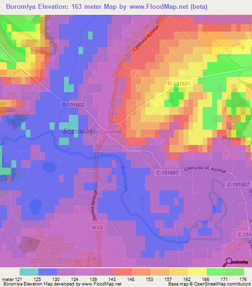 Boromlya,Ukraine Elevation Map