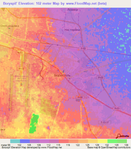 Boryspil',Ukraine Elevation Map