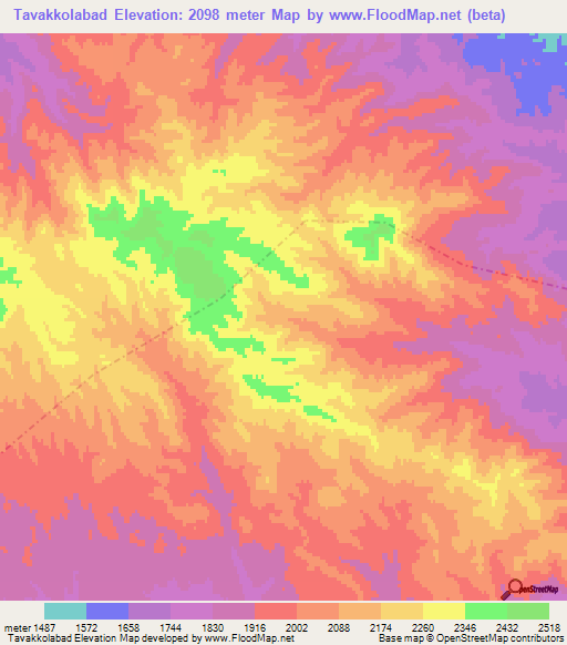Tavakkolabad,Iran Elevation Map
